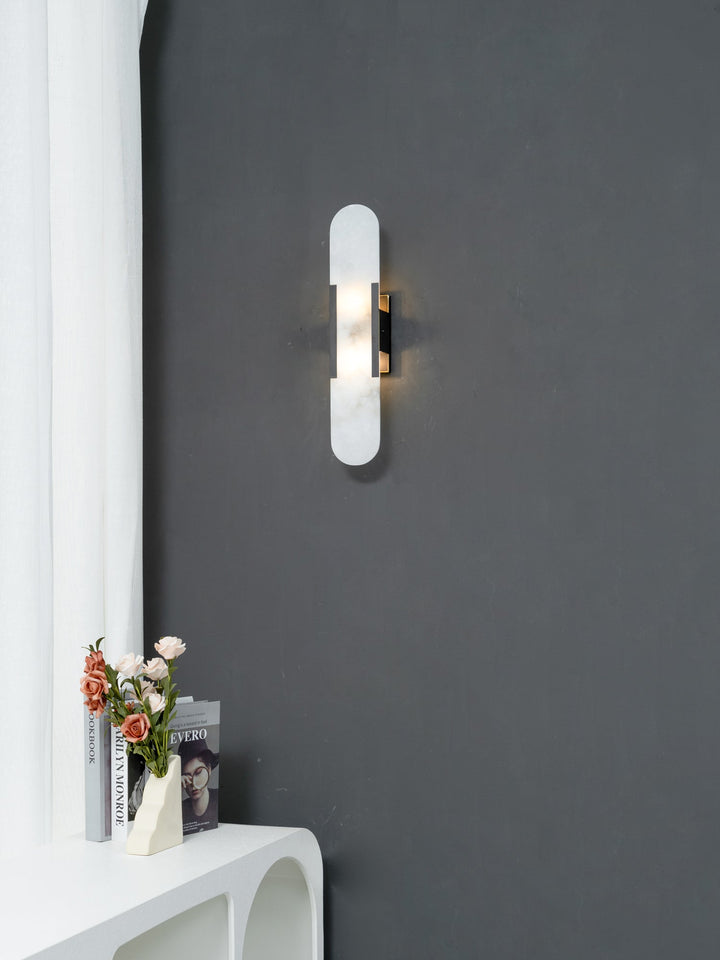 Moderne Wandleuchte Innen aus Alabaster und Metall - Elegante Wandlampe Schwarz für Wohnräume und Büros-6