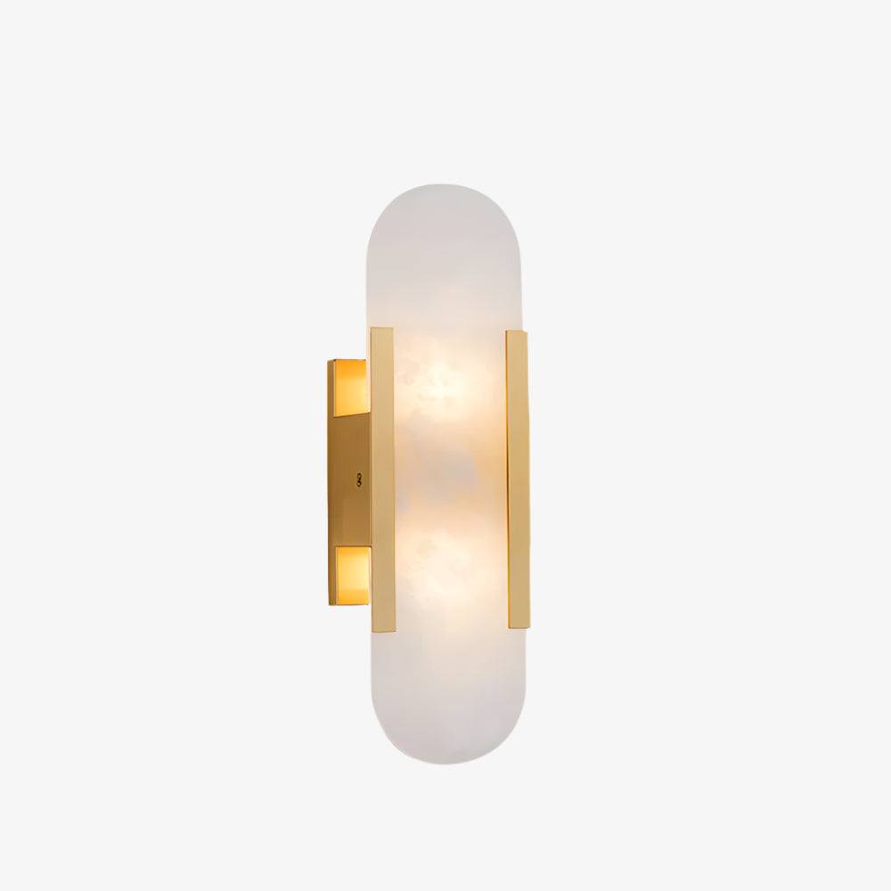 Geometrische Wandleuchte Innen aus Handgefertigtem Alabaster mit Messingdetails – LED Wandleuchte in Schwarz, 10 cm x 35 cm-2