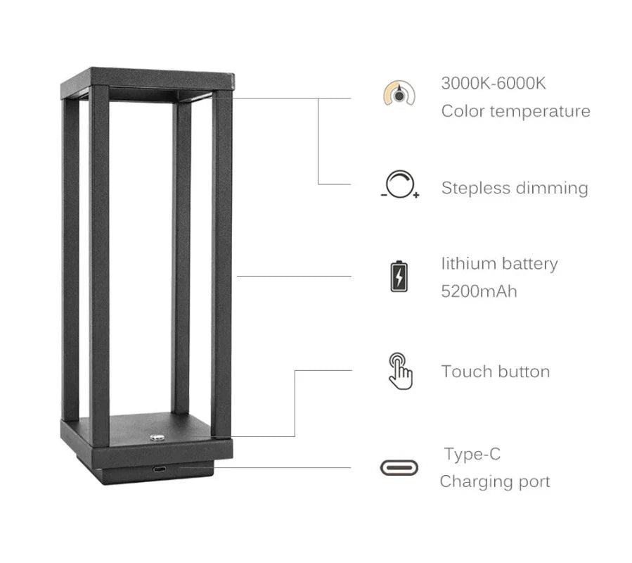 GlowVision - Moderne kabellose LED-Tischlampe