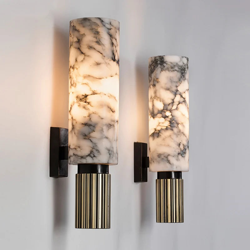 Variant image for Elegante Wandleuchte aus Marmor mit diffuser Beleuchtung - Luxuriöse Wandlampe für modernes Interieur, 34 cm hoch-1