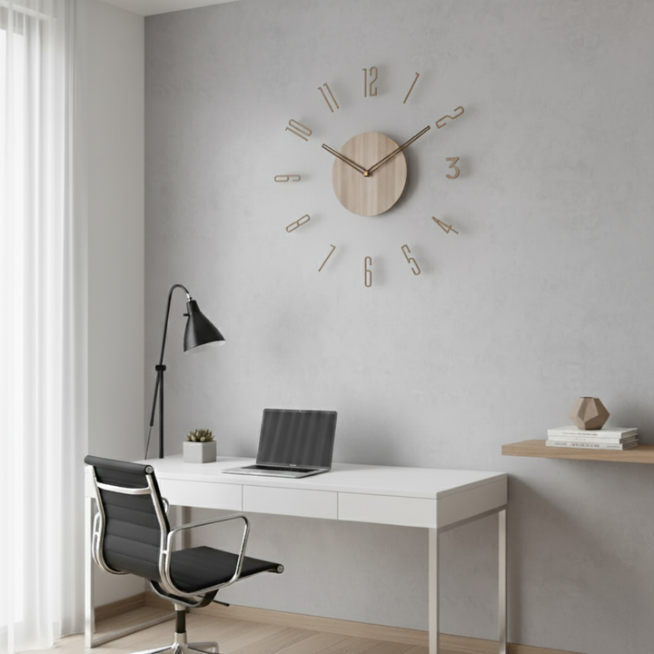 Moderne Wanduhr aus Holz und Acryl - Minimalistischer Hingucker mit Lautlosem Uhrwerk, 30 cm Durchmesser, Schwarz 3