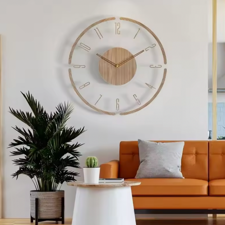 Moderne Wanduhr aus Holz und Acryl - Minimalistischer Hingucker mit Lautlosem Uhrwerk, 30 cm Durchmesser, Schwarz 7