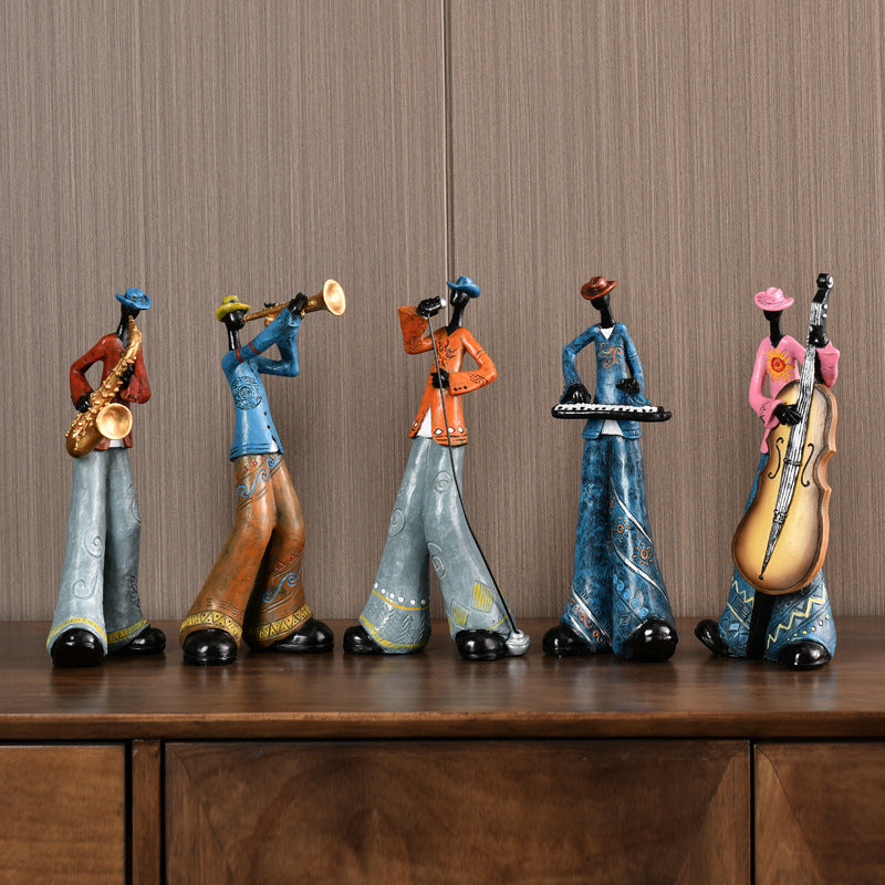 Vintage Harz Jazzband Figur - Detaillierte Musik Statue für Sammler und Dekoration-2