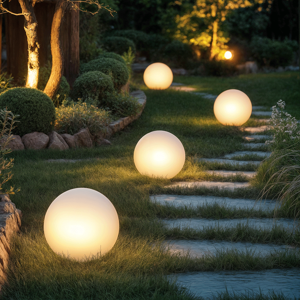 Moderne Wetterfeste LED-Gartenlampe Kugelform mit RGB-Farben und Fernbedienung - Ideal für Garten und Terrasse-3