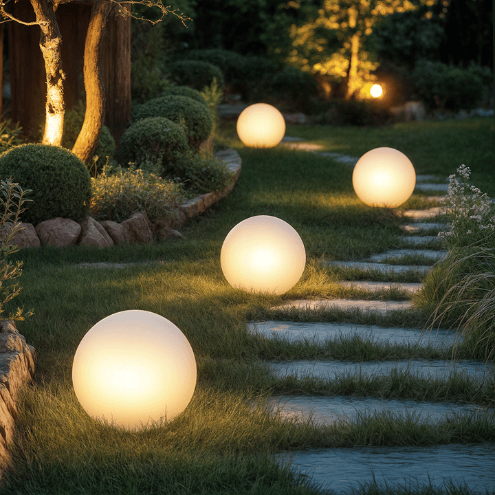 Moderne Wetterfeste LED-Gartenlampe Kugelform mit RGB-Farben und Fernbedienung - Ideal für Garten und Terrasse-3