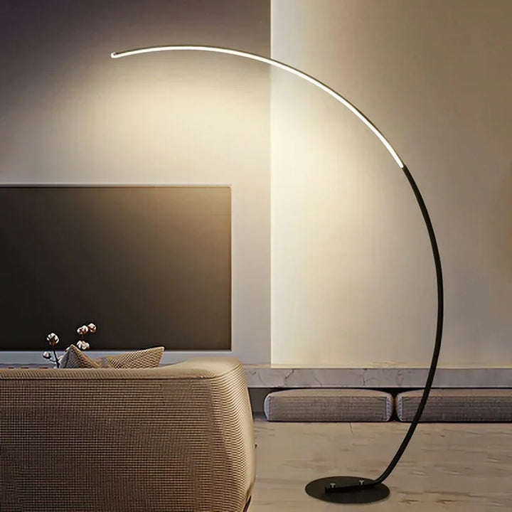 Moderne LED-Stehlampe Bogenlampe im Minimalistischen Design für Wohnzimmer – Schwarz und Gold, 150 cm, Energieeffizient-4