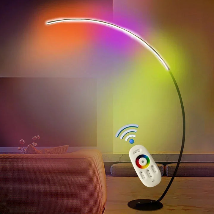 Moderne LED-Stehlampe Bogenlampe im Minimalistischen Design für Wohnzimmer – Schwarz und Gold, 150 cm, Energieeffizient-5