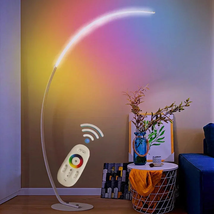 Moderne LED-Stehlampe Bogenlampe im Minimalistischen Design für Wohnzimmer – Schwarz und Gold, 150 cm, Energieeffizient-3