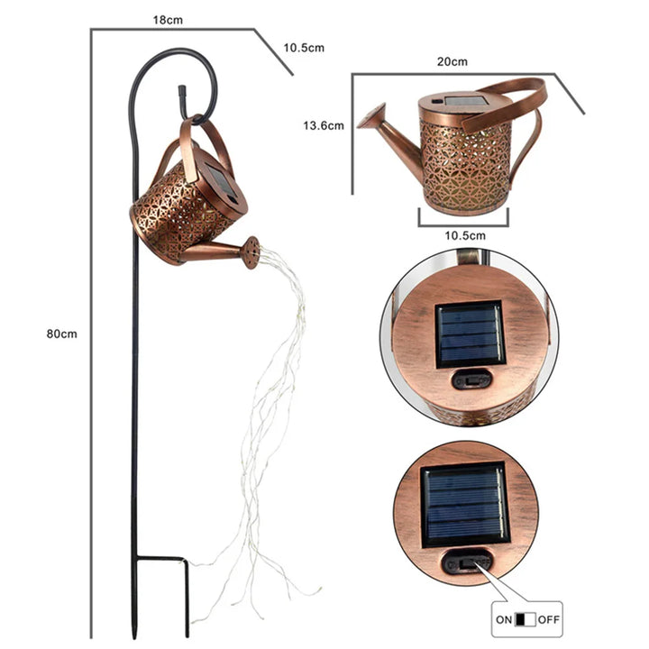 Sonnenenergie-Gartenlampe in Gießkannenform