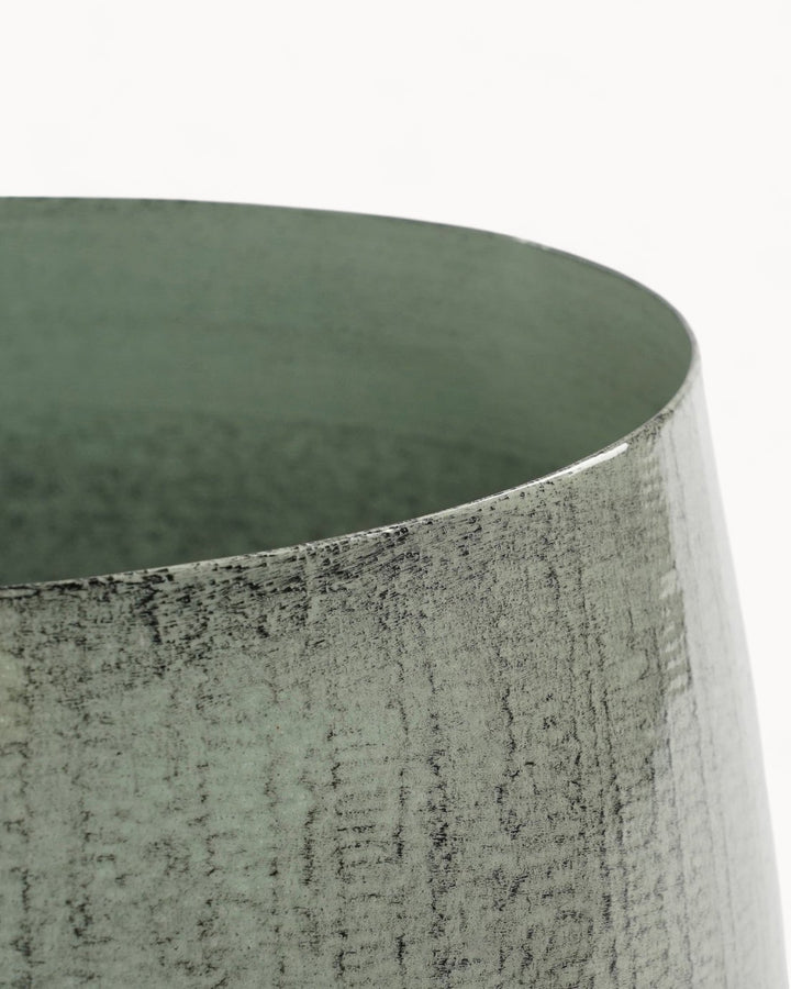 Runder Metall-Blumentopf in Hellgrau – Ø26 cm, H24 cm für Mittelgroße Pflanzen im Urbanen Design-3