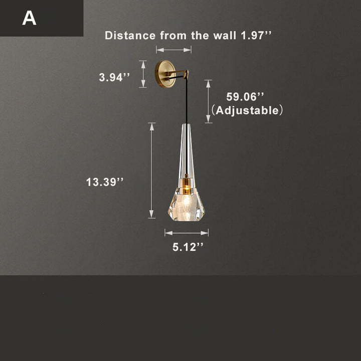 Kristallklar - Zeitgemäße geometrische Wandleuchte aus Kristallglas mit einem Licht