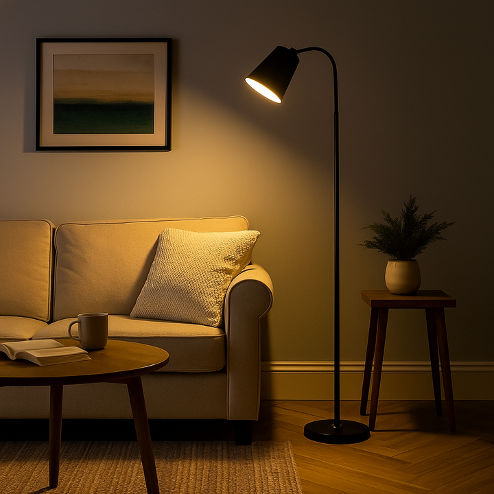 Skandinavische Stehlampe aus Holz und Metall – Minimalistisches Design für jeden Raum 0