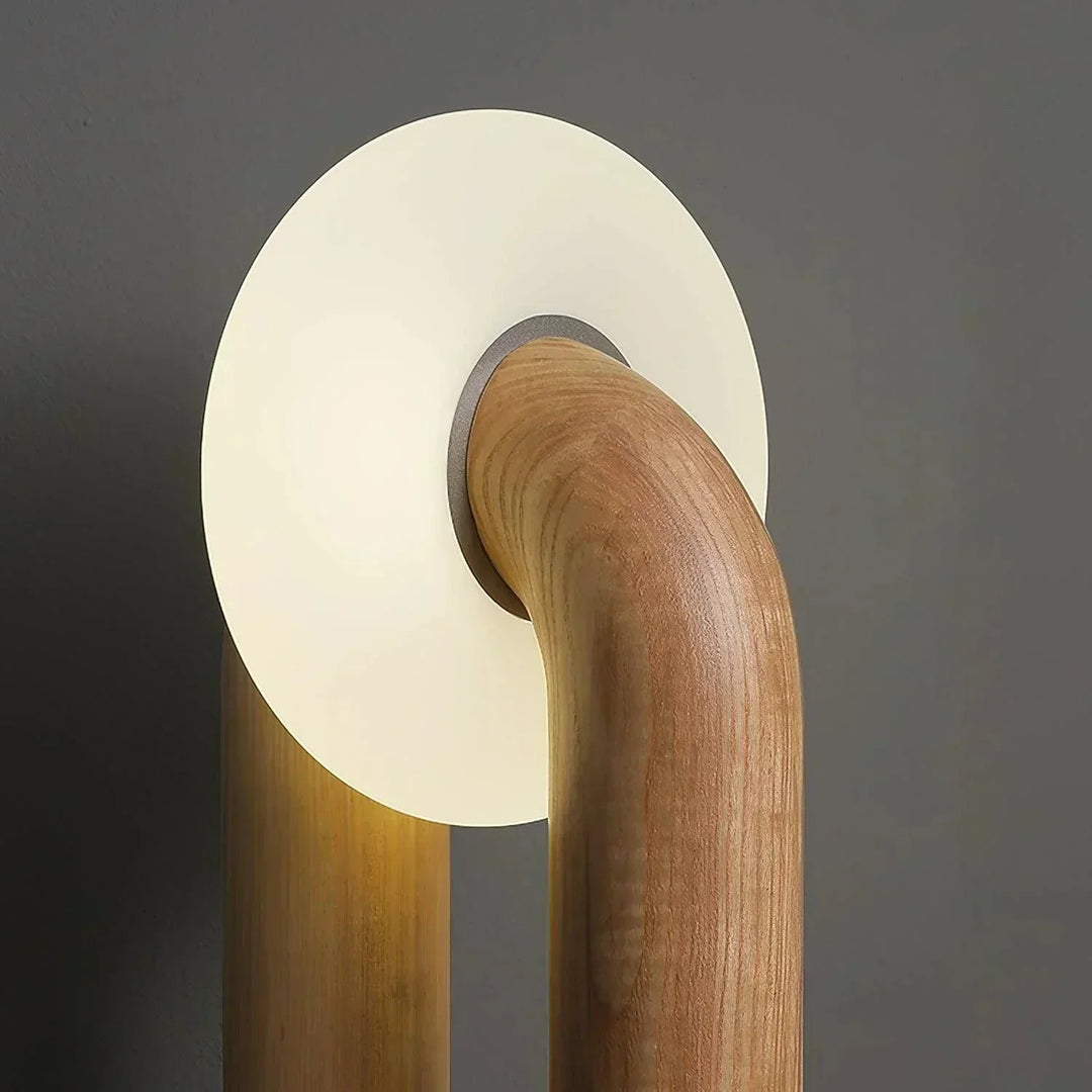 Moderne LED Tischlampe mit Bogenform - Elegante Tischleuchte für Wohnzimmer und Büro, Holz und Metall-5