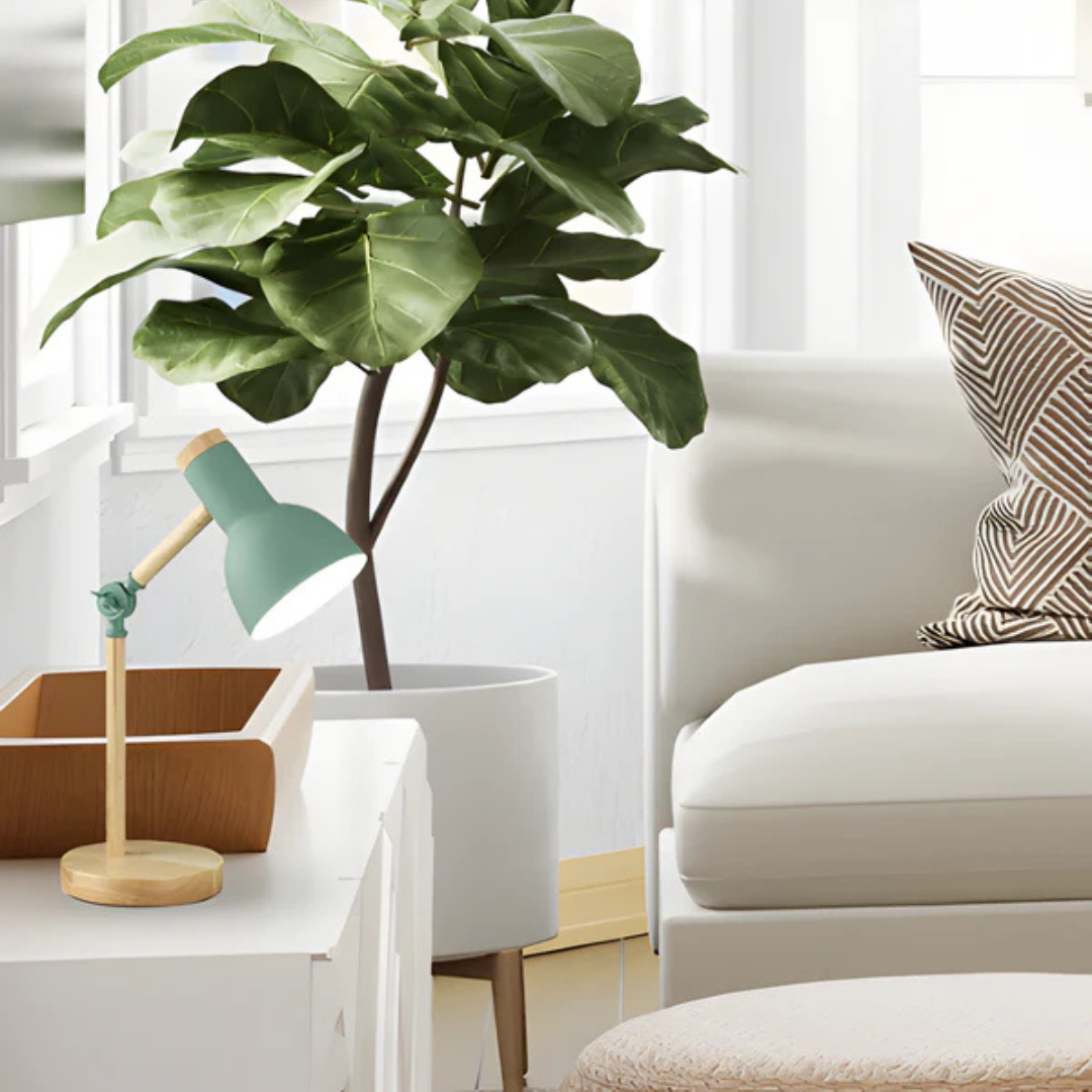 Verstellbare LED Tischlampe aus Holz und Metall, Moderne Nachttischlampe für Schlafzimmer und Arbeitszimmer, E27-LED inkludiert, 3000K 2