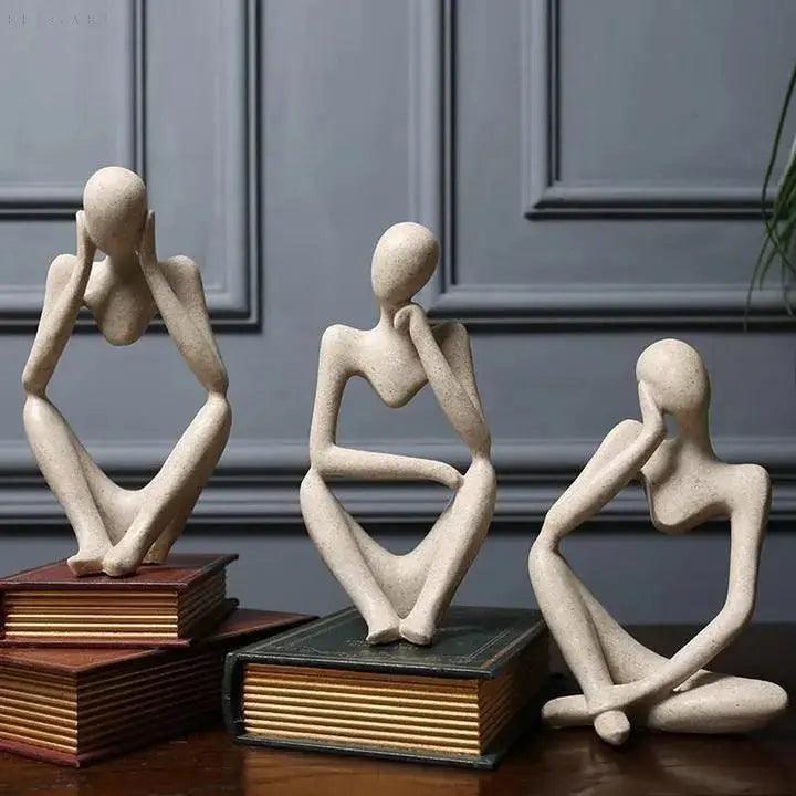 Handgefertigte Abstrakte Denkerskulptur aus Harz - Kunstobjekt für Zuhause und Büro, 23 cm x 15 cm x 10 cm-5
