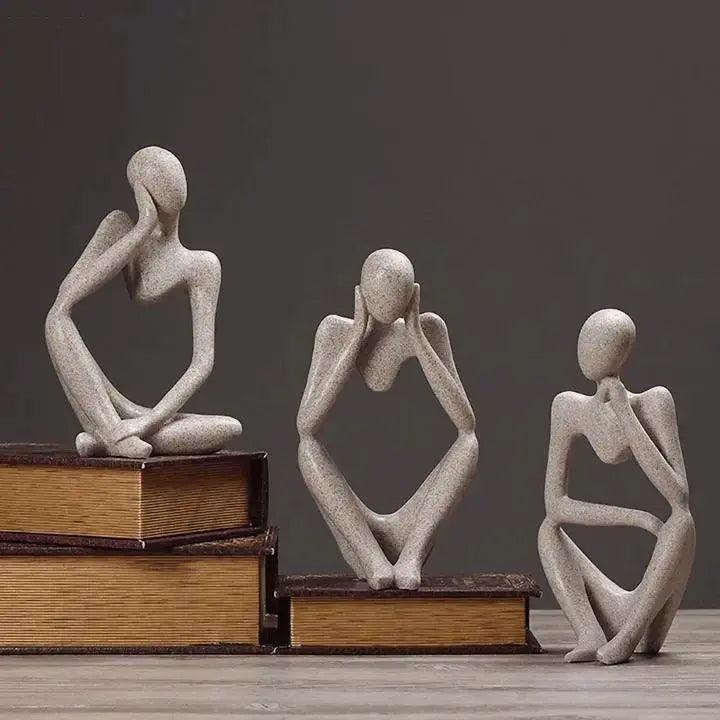 Handgefertigte Abstrakte Denkerskulptur aus Harz - Kunstobjekt für Zuhause und Büro, 23 cm x 15 cm x 10 cm-6