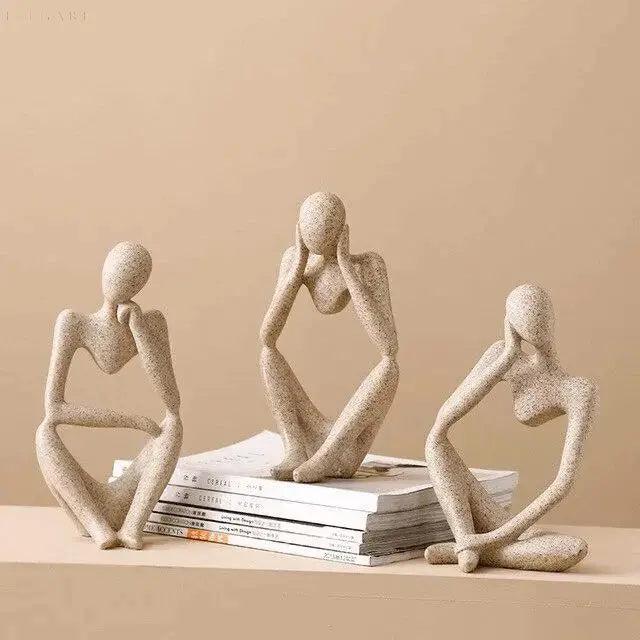 Handgefertigte Abstrakte Denkerskulptur aus Harz - Kunstobjekt für Zuhause und Büro, 23 cm x 15 cm x 10 cm-4