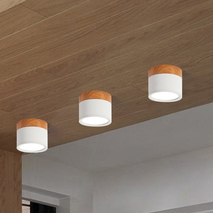 Kleine Deckenlampe Schwarz im Macaron-Stil mit Bunter Akzenten für Küche und Bar - Kompakte Metall- und Holzleuchte-4