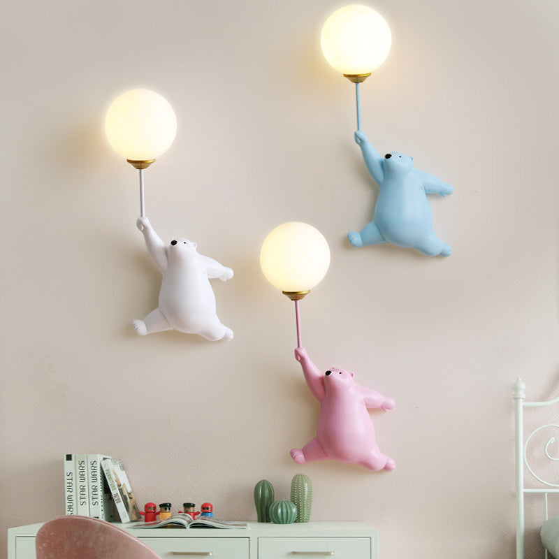 Fateh Design bärenförmige LED-Wandleuchte – Harz/Acryl in Weiß/Blau/Rosa für Schlaf-, Wohn- und Kinderzimmer