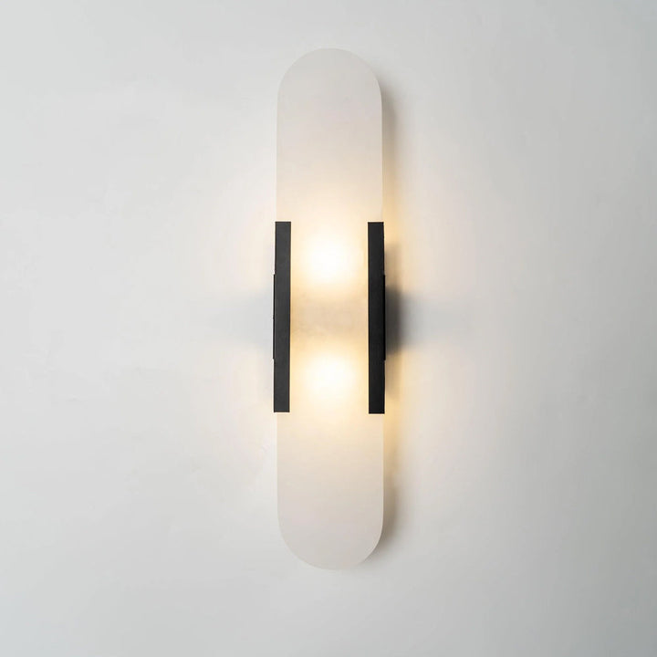 Variant image for Geometrische Wandleuchte Innen aus Handgefertigtem Alabaster mit Messingdetails – LED Wandleuchte in Schwarz, 10 cm x 35 cm-7