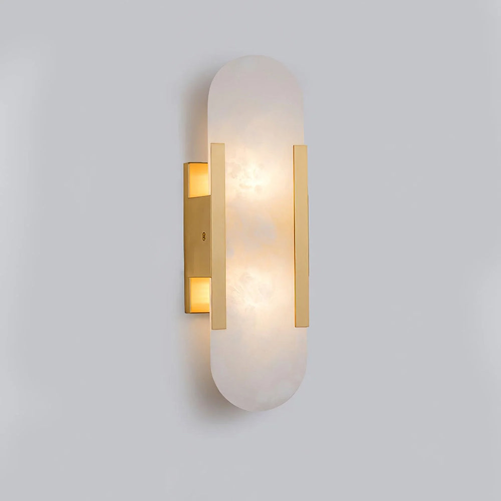 Variant image for Geometrische Wandleuchte Innen aus Handgefertigtem Alabaster mit Messingdetails – LED Wandleuchte in Schwarz, 10 cm x 35 cm-5