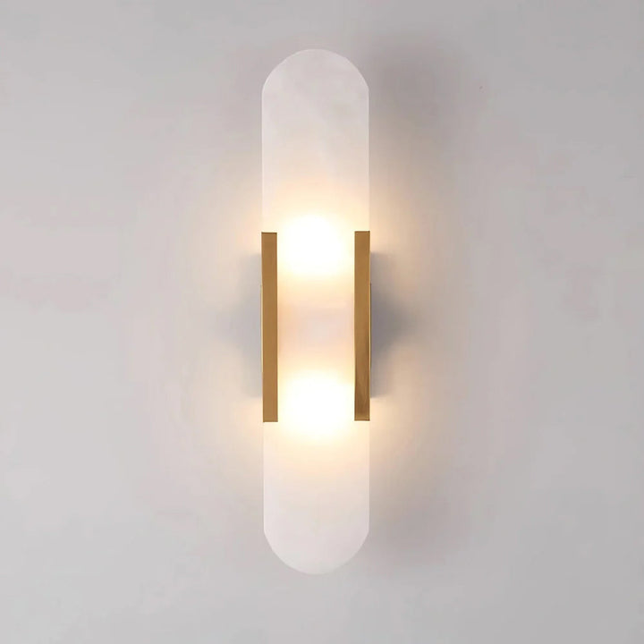Variant image for Geometrische Wandleuchte Innen aus Handgefertigtem Alabaster mit Messingdetails – LED Wandleuchte in Schwarz, 10 cm x 35 cm-9