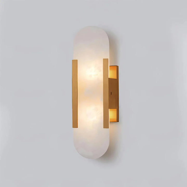 Variant image for Geometrische Wandleuchte Innen aus Handgefertigtem Alabaster mit Messingdetails – LED Wandleuchte in Schwarz, 10 cm x 35 cm-3