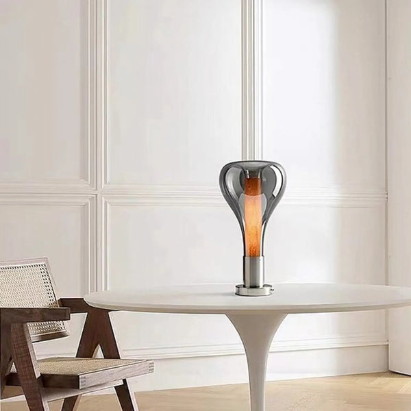 Beruhigende LED Tischlampe aus Glas mit Einzigartigem Design - 22 cm Durchmesser, 40 cm Höhe für Entspannte Atmosphäre-2