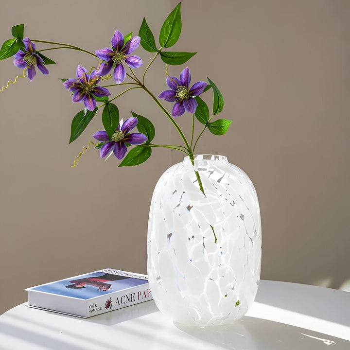 Große Glasvase mit Marmor Effekt in Weiß und Grau - Elegante Blumenvase aus hochwertigem Glas für stilvolle Dekoration-3