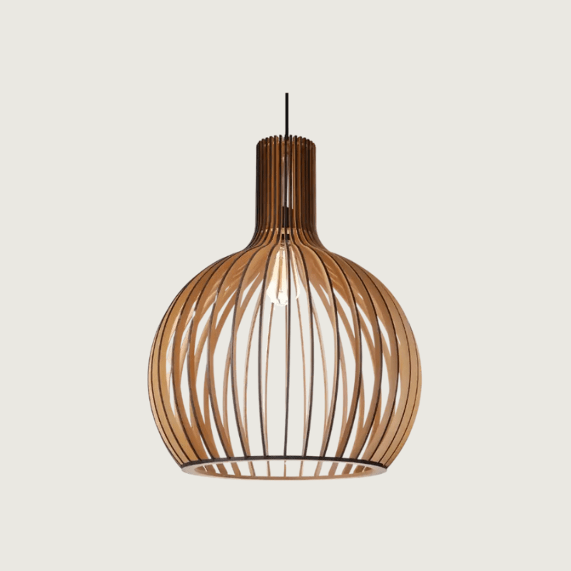 Variant image for Dänische Hängelampe aus Holz mit Einstellbarem Kabel - Skandinavische Pendelleuchte für Esstisch und Wohnzimmer-1