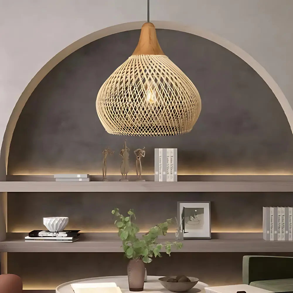 Handgefertigte Hängelampe im Boho-Stil aus Schilf – Pendelleuchte für Esszimmer und Wohnzimmer, warme Beleuchtung, einzigartiges Design-3