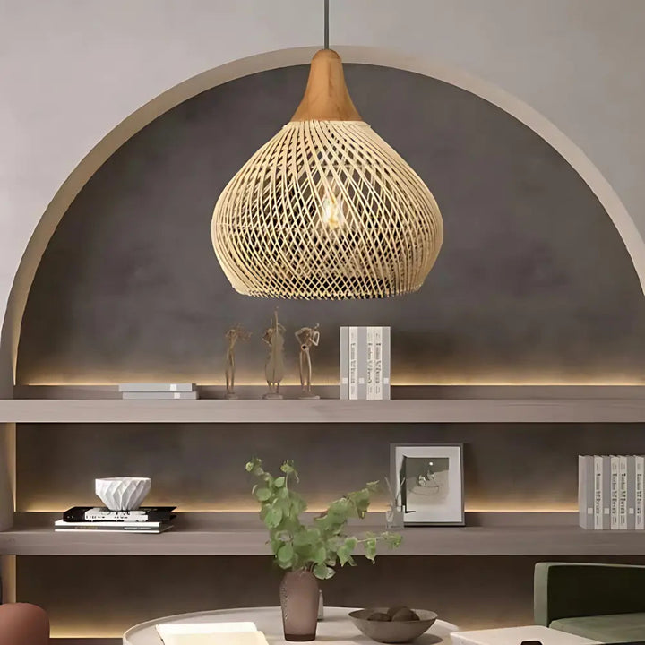 Handgefertigte Hängelampe im Boho-Stil aus Schilf – Pendelleuchte für Esszimmer und Wohnzimmer, warme Beleuchtung, einzigartiges Design-3