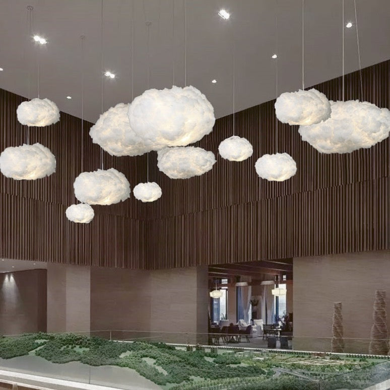 Wolkenbeleuchtung Deckenlampe aus Baumwolle für Wohnzimmer und Schlafzimmer - Sanftes, diffuses Licht, 50 cm Durchmesser-6