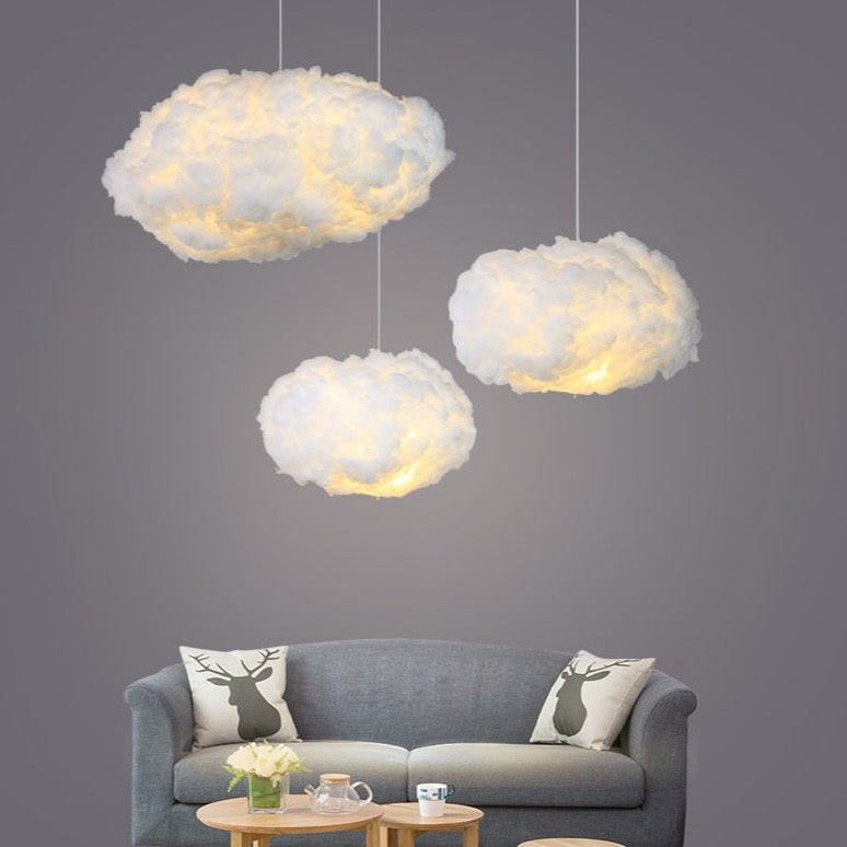 Wolkenbeleuchtung Deckenlampe aus Baumwolle für Wohnzimmer und Schlafzimmer - Sanftes, diffuses Licht, 50 cm Durchmesser-4