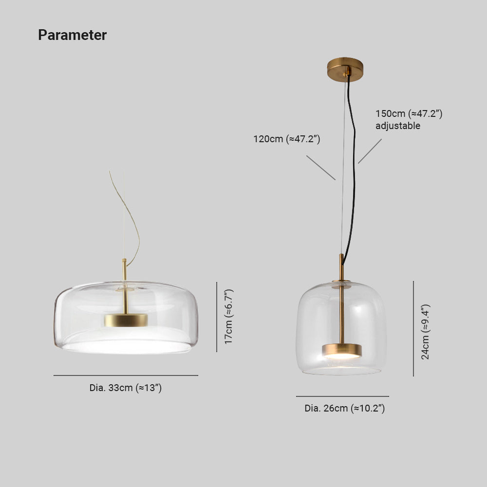 Hailie Retro LED Pendelleuchten aus goldenem Metall und Glas für das Schlafzimmer