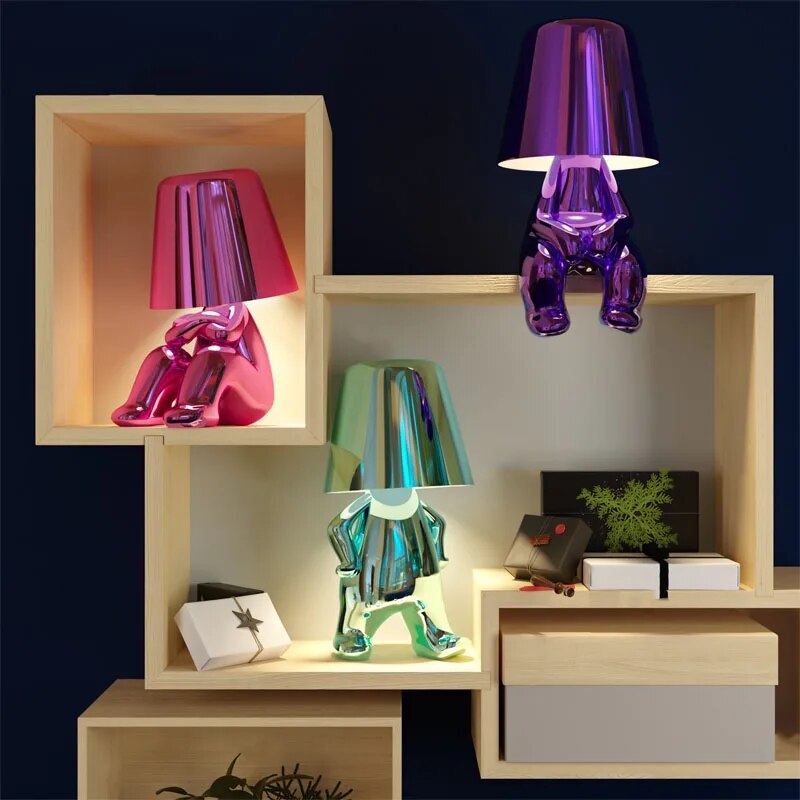 Moderne LED-Tischlampe im Denkerdesign mit Warmweißem Licht und Kunstharzfuß - Stilvolle Tischleuchte für Elegante Innenräume-3