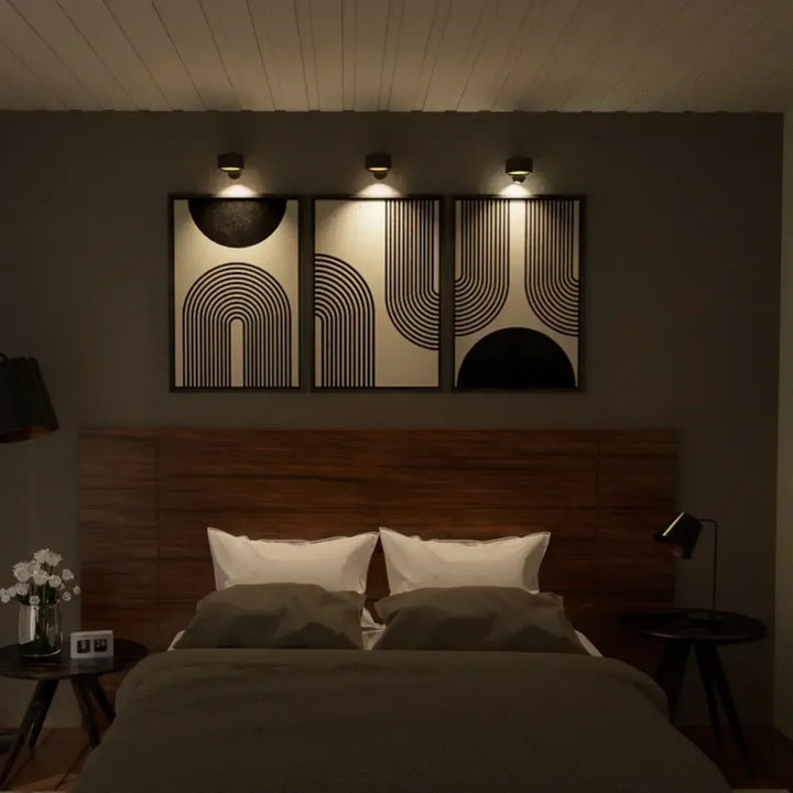 Kabellose LED Wandleuchte für Innen, Einfache Installation ohne Bohren - Flexibles Design, Warmweiß Licht, 20 cm Durchmesser-4