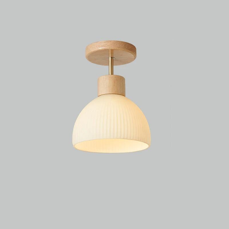 Skandinavische LED Deckenleuchte aus Holz und Gras - Minimalistische Deckenlampe für Wohnzimmer und Innenräume-1