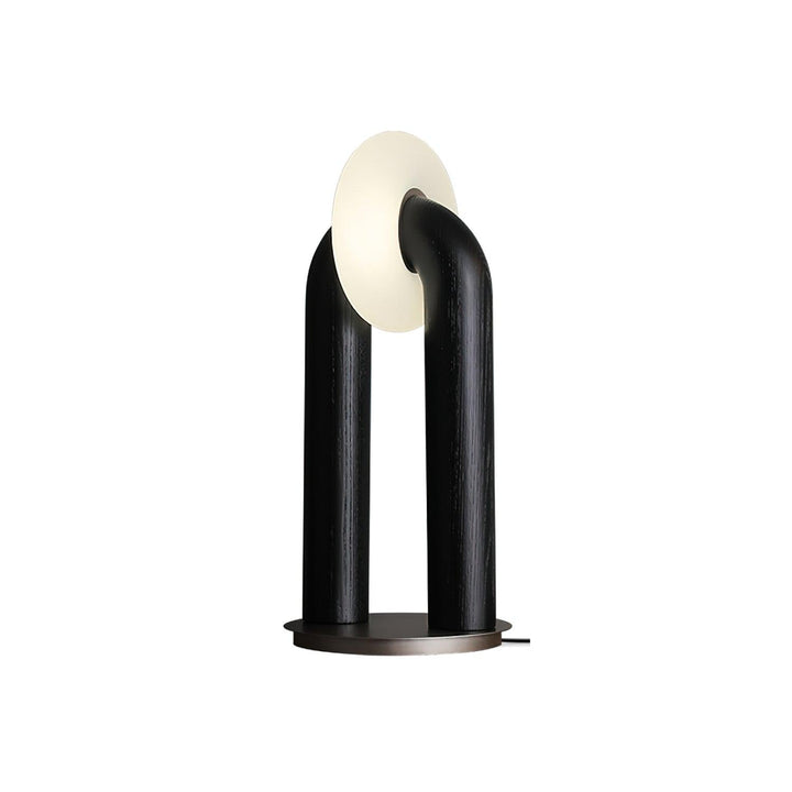 Moderne LED Tischlampe mit Bogenform - Elegante Tischleuchte für Wohnzimmer und Büro, Holz und Metall-1