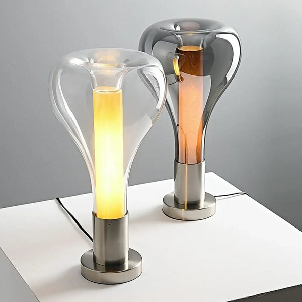 Beruhigende LED Tischlampe aus Glas mit Einzigartigem Design - 22 cm Durchmesser, 40 cm Höhe für Entspannte Atmosphäre-3