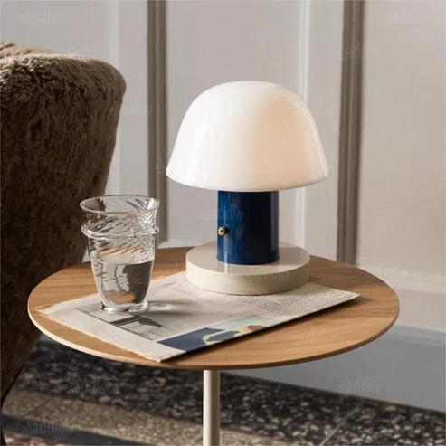 Kabellose LED-Tischlampe im Pilzdesign mit Touch-Dimmer – Dimmbar, Warmweiß, Ideal für Wohnräume, 18 cm x 22 cm-1