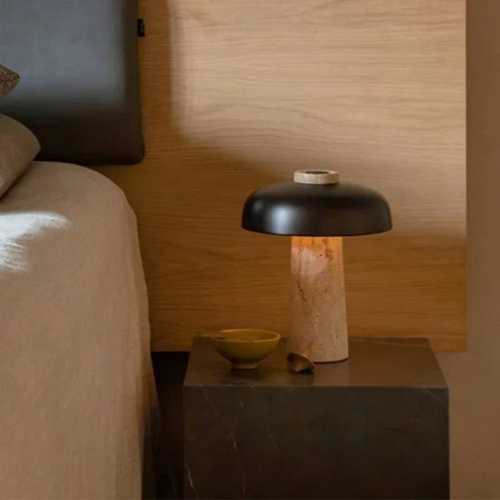 Travertin Tischlampe mit G9 Fassung - Elegante Naturstein Tischleuchte für jeden Raum, dimmbar und energieeffizient-4