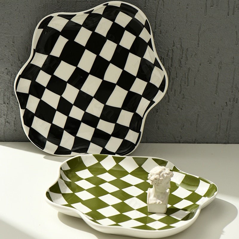 Moderne Keramik Lagerschale im Chequerboard Design - Schwarz-Weiß, Ideal für Schmuck und Snacks-3
