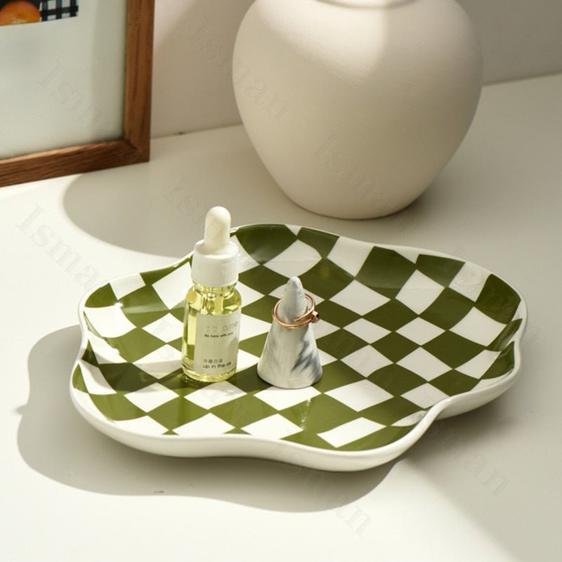 Moderne Keramik Lagerschale im Chequerboard Design - Schwarz-Weiß, Ideal für Schmuck und Snacks-2