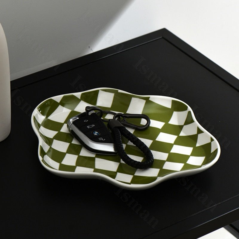 Variant image for Moderne Keramik Lagerschale im Chequerboard Design - Schwarz-Weiß, Ideal für Schmuck und Snacks-2