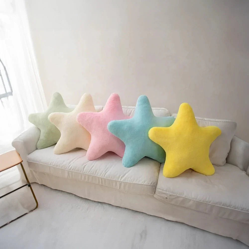 Pastellfarbenes Sternkissen aus Weichem Plüsch - 40 cm Dekokissen für Sofa und Kinderzimmer, Kuschelkissen Zierkissen-2