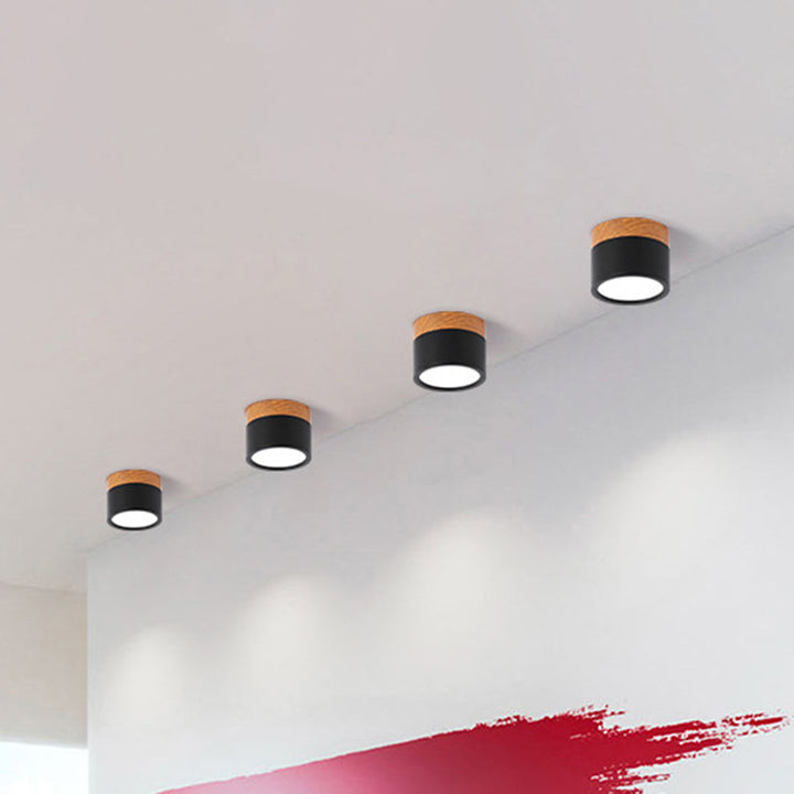 Variant image for Kleine Deckenlampe Schwarz im Macaron-Stil mit Bunter Akzenten für Küche und Bar - Kompakte Metall- und Holzleuchte-6