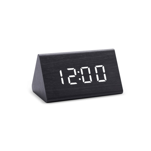 Moderner Funkwecker Digital aus Holz mit LED-Anzeige, Minimalistisches Design, Temperaturanzeige und Geräuschaktivierung-5