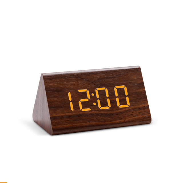 Moderner Funkwecker Digital aus Holz mit LED-Anzeige, Minimalistisches Design, Temperaturanzeige und Geräuschaktivierung-4