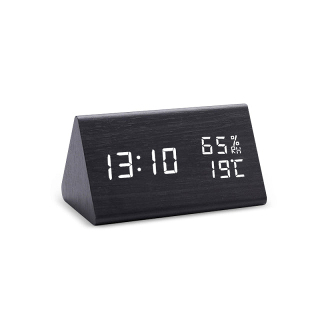 Variant image for Moderner Funkwecker Digital aus Holz mit LED-Anzeige, Minimalistisches Design, Temperaturanzeige und Geräuschaktivierung-2
